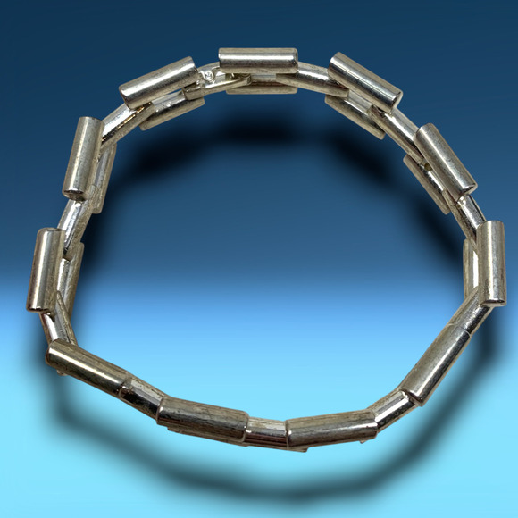 Vintage 1980’s Modernist Silver Tone Chunky Square Link Bracelet Couture Mogul - Picture 3 of 4